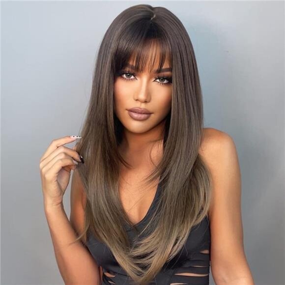 Other - Women Wigs Synthetic Straight Layered Brown 3